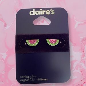 Watermelon diamond earrings real silver